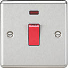 Knightsbridge CL81NBC 45A 1-Gang DP Control Switch Brushed Chrome with LED