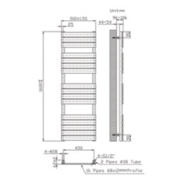 Flomasta Flat Bar 1600mm x 500mm 1436BTU Chrome Vertical Designer Radiator