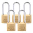 Burg-Wachter  Keyed Alike  Long Shackle  Padlocks Brass 40mm 5 Pack