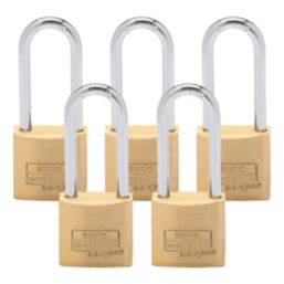 Burg-Wachter  Keyed Alike  Long Shackle  Padlocks Brass 40mm 5 Pack