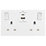 British General 900 Series 13A 2-Gang SP Switched Socket + 3A 45W 2-Outlet Type A & C USB Charger White