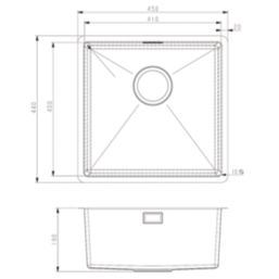Carysil SR1012 1 Bowl Stainless Steel Kitchen Sink 450mm x 440mm