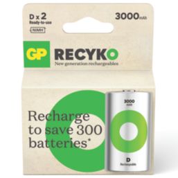GP Batteries Recyko Rechargeable D 1.2V Ni-MH Batteries 2 Pack