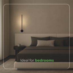 4lite Twill LED Wall Light w/ End Connection Black 12W 1200lm