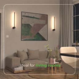 4lite Twill LED Wall Light w/ End Connection Black 12W 1200lm