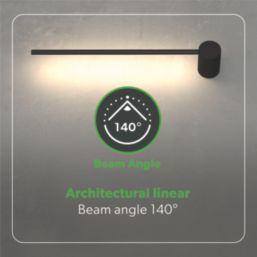 4lite Twill LED Wall Light w/ End Connection Black 12W 1200lm