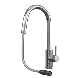 ETAL Velia  Concealed Pull-Out Kitchen Mixer Tap Brushed Steel