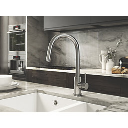 ETAL Velia  Concealed Pull-Out Kitchen Mixer Tap Brushed Steel