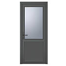 Crystal  2-Panel 1-Frosted Light RH Anthracite Grey uPVC Back Door 2090 x 920mm