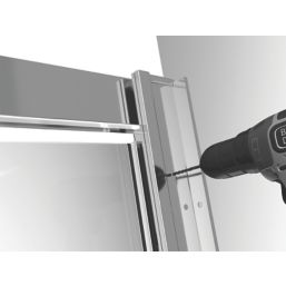 Triton Fast Fix Framed Rectangular Sliding Door with Side Panel   Chrome 1000mm x 900mm x 1900mm