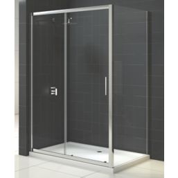 Triton Fast Fix Framed Rectangular Sliding Door with Side Panel   Chrome 1000mm x 900mm x 1900mm