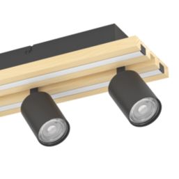 Eglo Gesteira LED 4-Light Spotlight Black & Brown 33W 2300lm