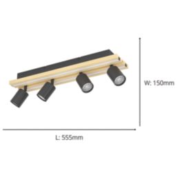 Eglo Gesteira LED 4-Light Spotlight Black & Brown 33W 2300lm