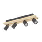 Eglo Gesteira LED 4-Light Spotlight Black & Brown 33W 2300lm