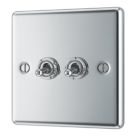 LAP  20A 16AX 2-Gang 2-Way Toggle Switch  Polished Chrome