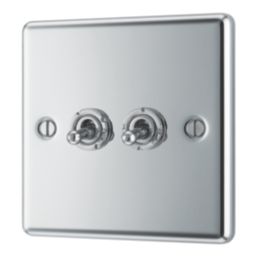 LAP  20A 16AX 2-Gang 2-Way Toggle Switch  Polished Chrome