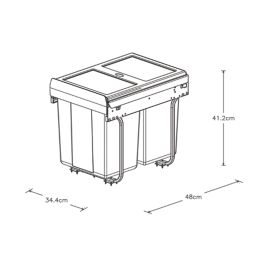 Essentials Vigote Pull-Out Bin Anthracite 36Ltr