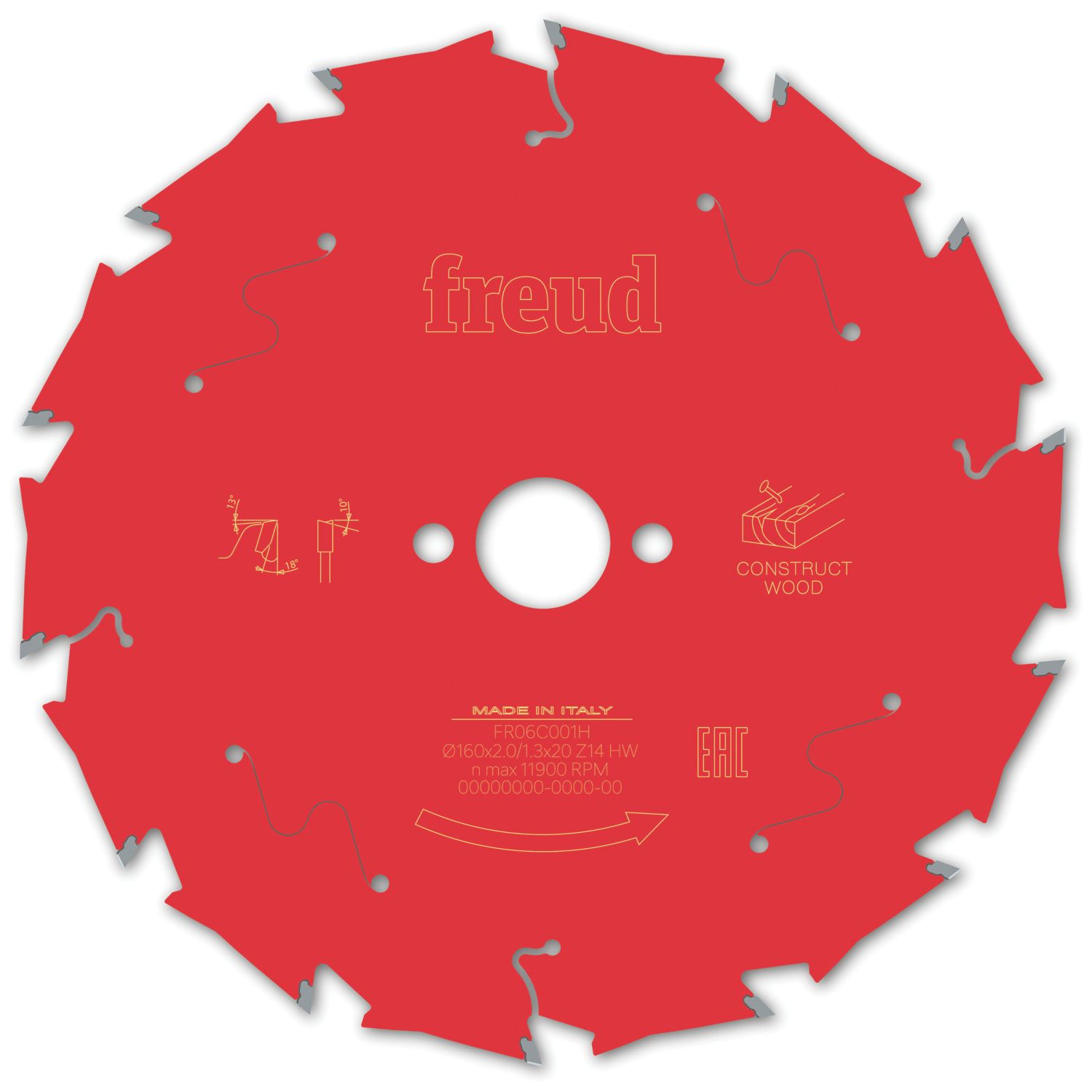 Freud F03FS09788 Wood/Nails Circular Saw Blade 160mm x 20mm 14T (936VX)