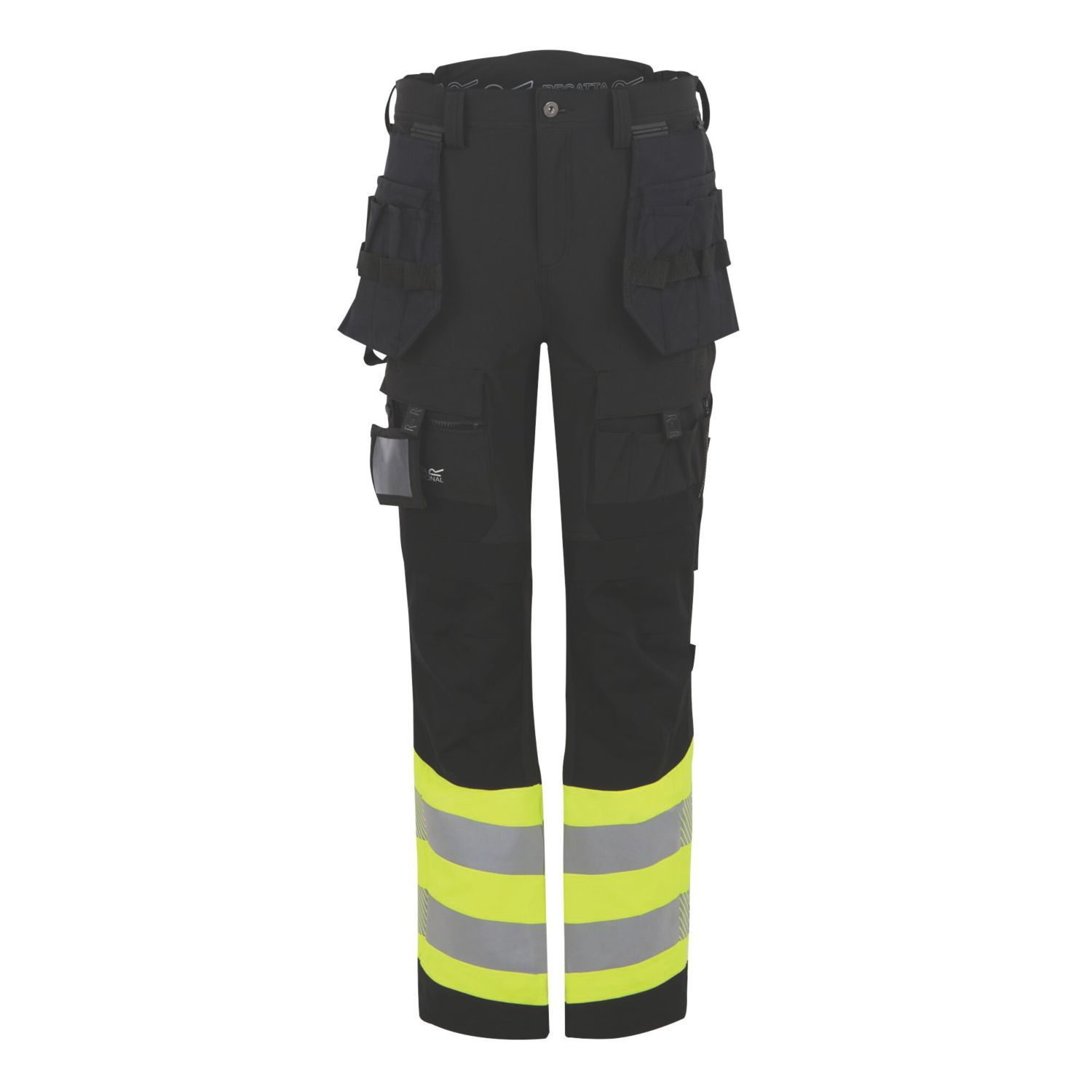 Regatta Hi Vis XPro Stretch Holster Trouser Black/Yellow 42" W 32" L (936YA)