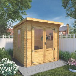 Mercia  7' x 7' (Nominal) Pent Timber Log Cabin