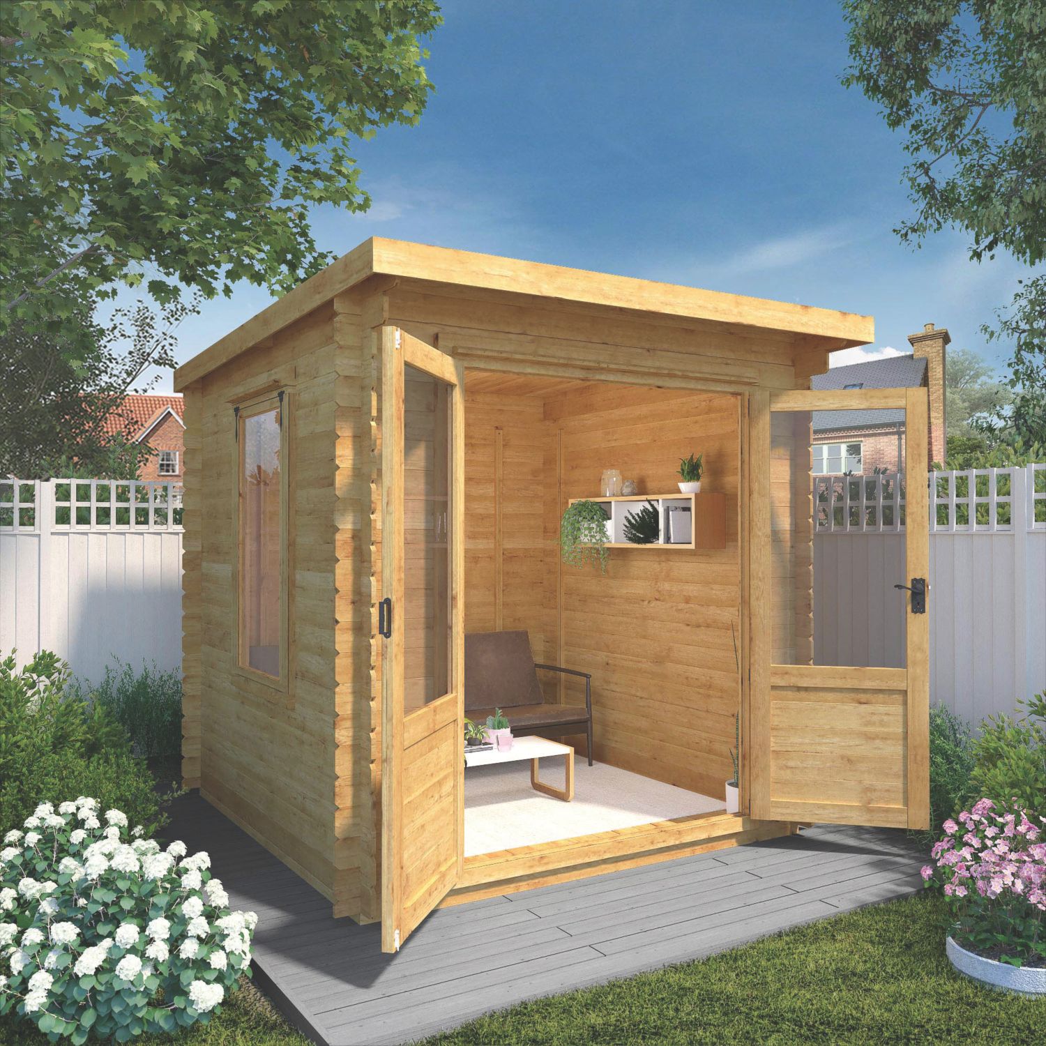 Mercia 7' x 7' (Nominal) Pent Timber Log Cabin (936YL)