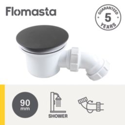 Flomasta  Shower Trap with Inner Basket Matt Black 90mm