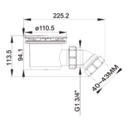 Flomasta  Shower Trap with Inner Basket Matt Black 90mm