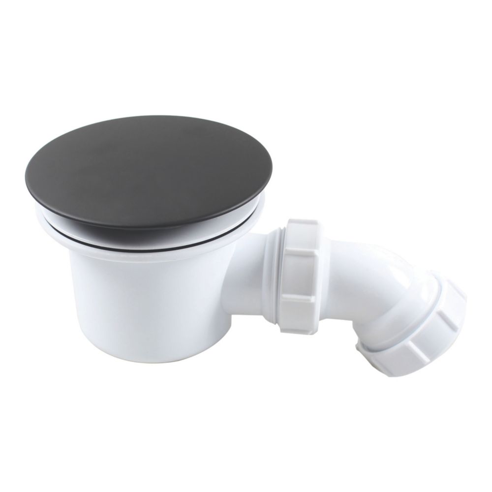 Flomasta Shower Trap with Inner Basket Matt Black 90mm - Screwfix