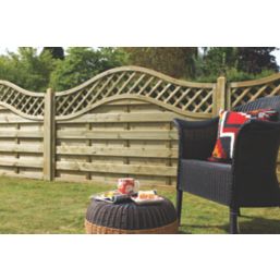 Forest Prague  Lattice Curved Top Fence Panels Natural Timber 6' x 5' Pack of 9