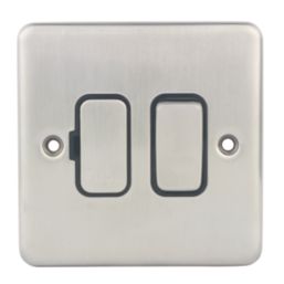 Hager Sollysta WRSSU83BSB 13A Switched Fused Spur  Brushed Steel with Black Inserts