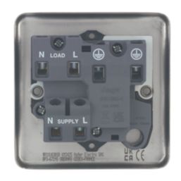 Hager Sollysta WRSSU83BSB 13A Switched Fused Spur  Brushed Steel with Black Inserts