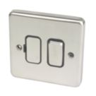 Hager Sollysta WRSSU83BSB 13A Switched Fused Spur  Brushed Steel with Black Inserts