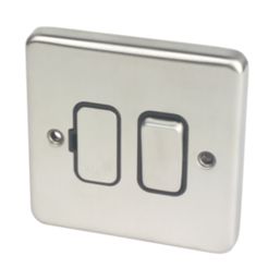 Hager Sollysta WRSSU83BSB 13A Switched Fused Spur  Brushed Steel with Black Inserts