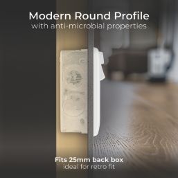 British General 800 Series 13A 2-Gang SP Switched Wi-Fi Extender Socket + 2.1A 10.5W 1-Outlet Type A USB Charger White