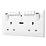 British General 800 Series 13A 2-Gang SP Switched Wi-Fi Extender Socket + 2.1A 1-Outlet Type A USB Charger White