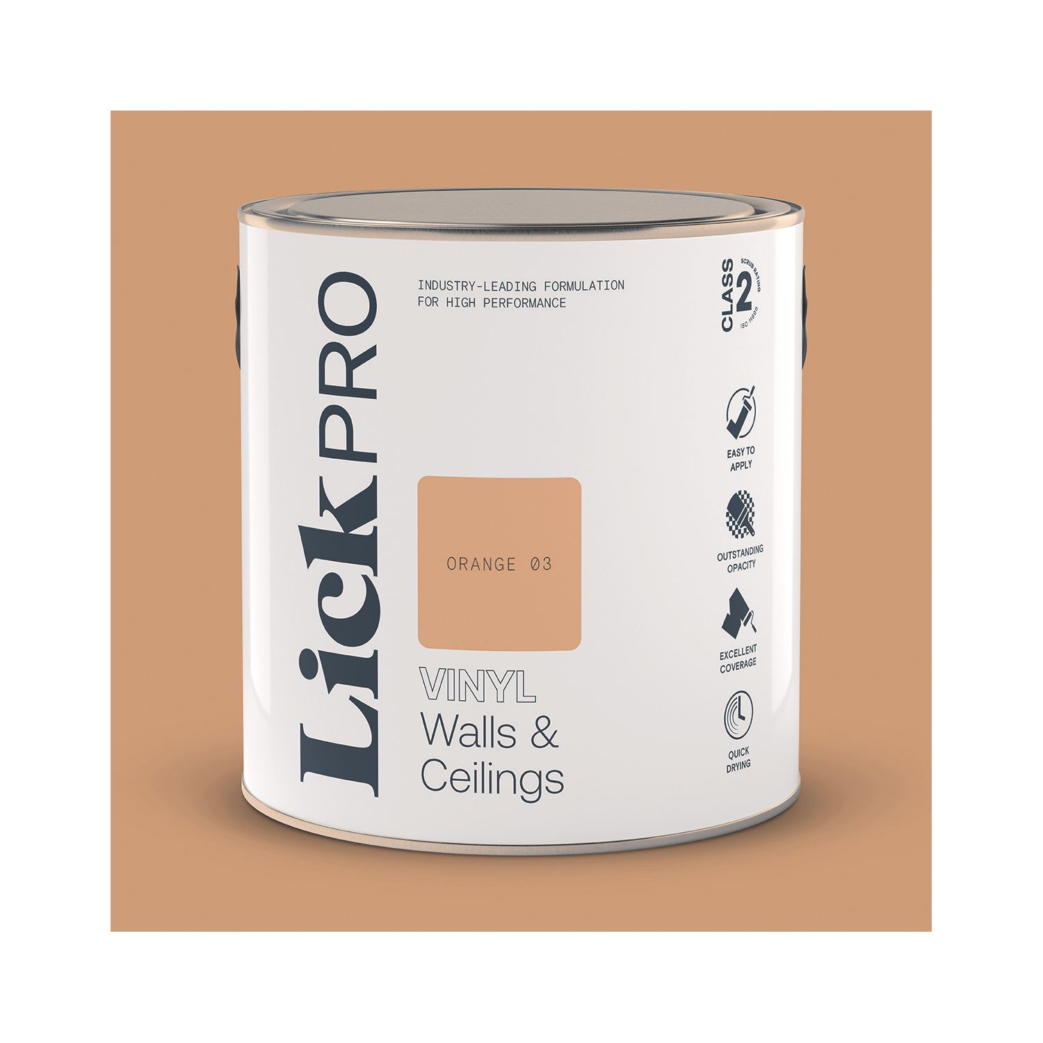 LickPro 2.5Ltr Orange 03 Vinyl Matt Emulsion Paint (937TM)