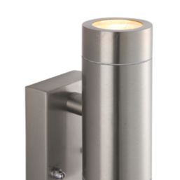 Saxby Palin Outdoor Twin Up/Down Wall Light With PIR Sensor Brushed Stainless Steel