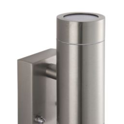 Saxby Palin Outdoor Twin Up/Down Wall Light With PIR Sensor Brushed Stainless Steel