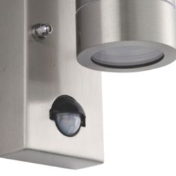 Saxby Palin Outdoor Twin Up/Down Wall Light With PIR Sensor Brushed Stainless Steel