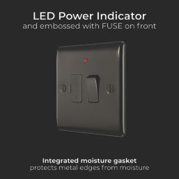 British General Nexus Metal 13A Switched Fused Spur with LED Black Nickel