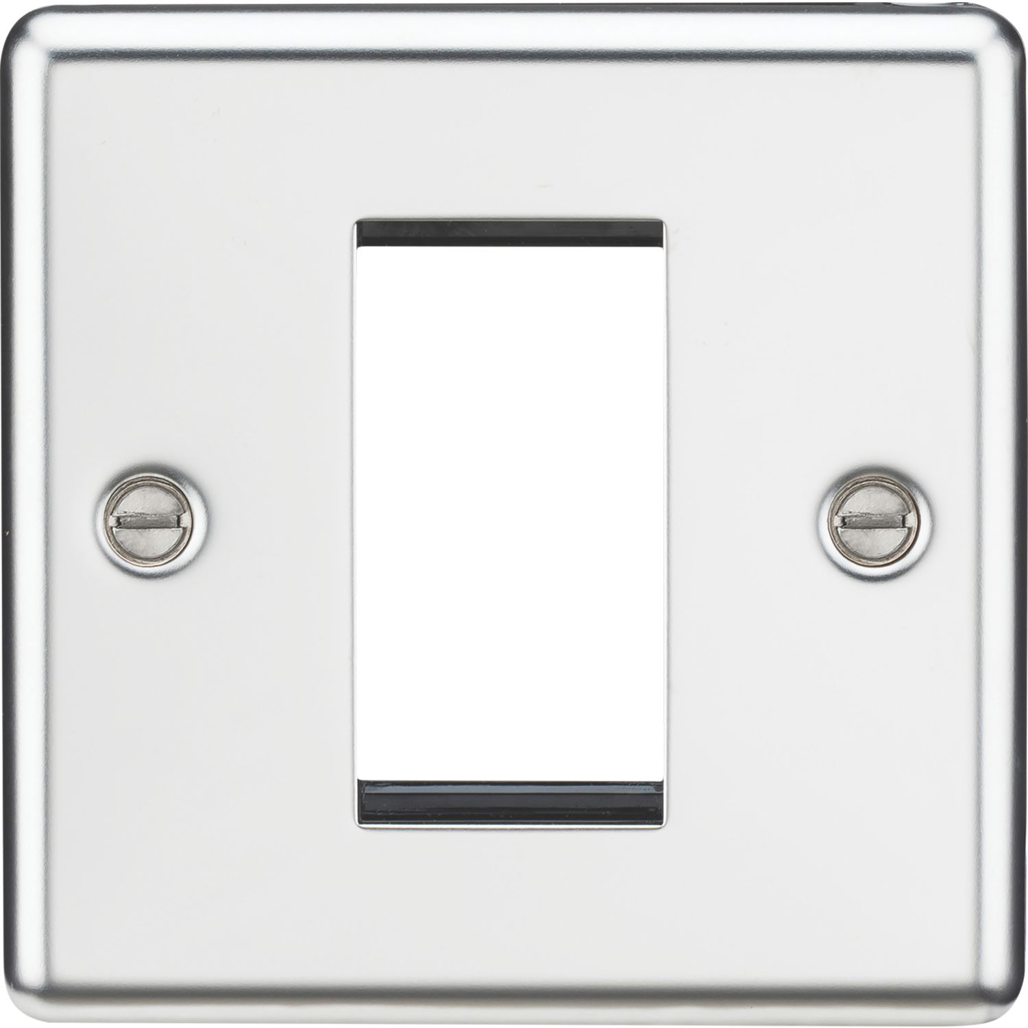 Knightsbridge Raised Rounded 1-Module Modular Faceplate Polished Chrome (937YA)