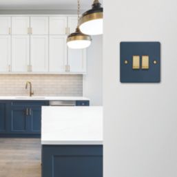 Varilight  10A 2-Gang 2-Way Light Switch  Midnight Blue with Colour-Matched Inserts