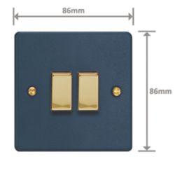 Varilight  10A 2-Gang 2-Way Light Switch  Midnight Blue with Colour-Matched Inserts