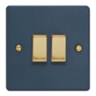 Varilight  10A 2-Gang 2-Way Light Switch  Midnight Blue with Colour-Matched Inserts