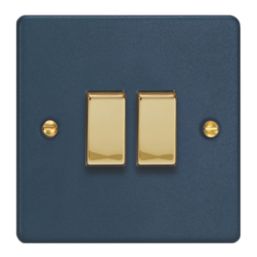 Varilight  10A 2-Gang 2-Way Light Switch  Midnight Blue with Colour-Matched Inserts