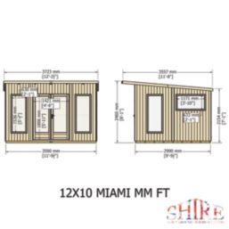 Shire Miami 12' x 10' (Nominal) Pent Tongue & Groove Timber Summerhouse