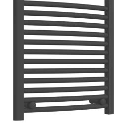Flomasta 800mm x 500mm 1238BTU Black Curved  Towel Radiator