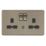 Knightsbridge Screwless 13A 2-Gang DP Switched Night Light Double Socket Antique Brass  with Black Inserts
