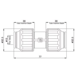 Flomasta  Plastic Push-Fit Equal Straight Coupler 15mm