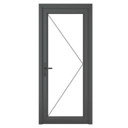 Crystal  Fully Glazed 1-Clear Light Right-Handed Anthracite Grey uPVC Back Door 2090mm x 840mm